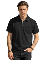 Men's Casual Business Polo Shirt Lapel Collar Chest Pocket Loose Short Sleeve Summer Daily Wear 2026 Summer New Men's Polo Shirt