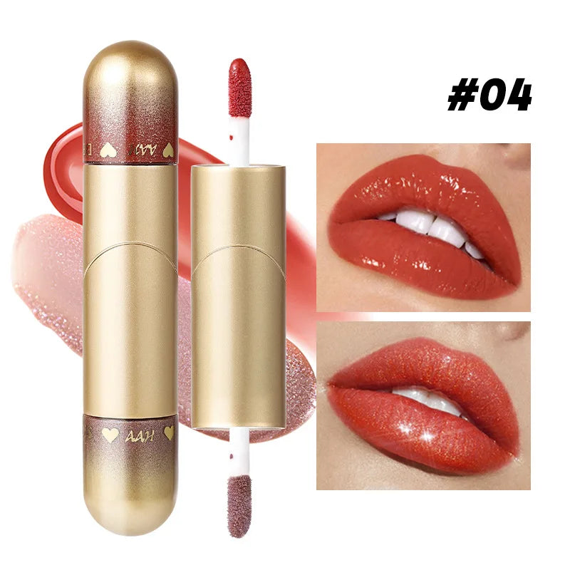 1pcs Double-head lip gloss lipstick, hydrating and moisturizing, foldable, sparkling mirror-like, nourishing lip gloss Lootquake LLC