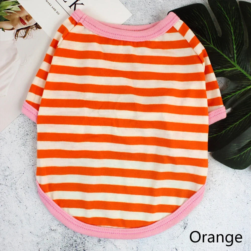 Stripe Spring Dog T-shirt Soft Small Medium Dog Puppy Clothing Shirt Vest Printed Pet Dog Puppy Vest T-shirt Dog Cloth Pi-Mart