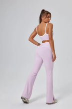 FlareLift Yoga Set: High-Waist Pants & Backless Bra THRIXINE
