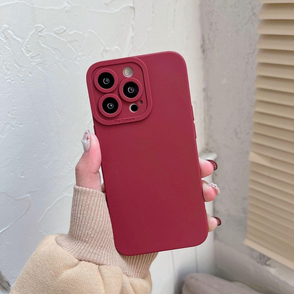 Bright Colors Soft Silicone Phone Case For iPhone 11 Pro Max X XR XS Max 7 8 6S Plus Mini Camera Protection Back Cover Silicone Camera Protection Case Soft Scratch-Resistant Case For Iphone Stevvex