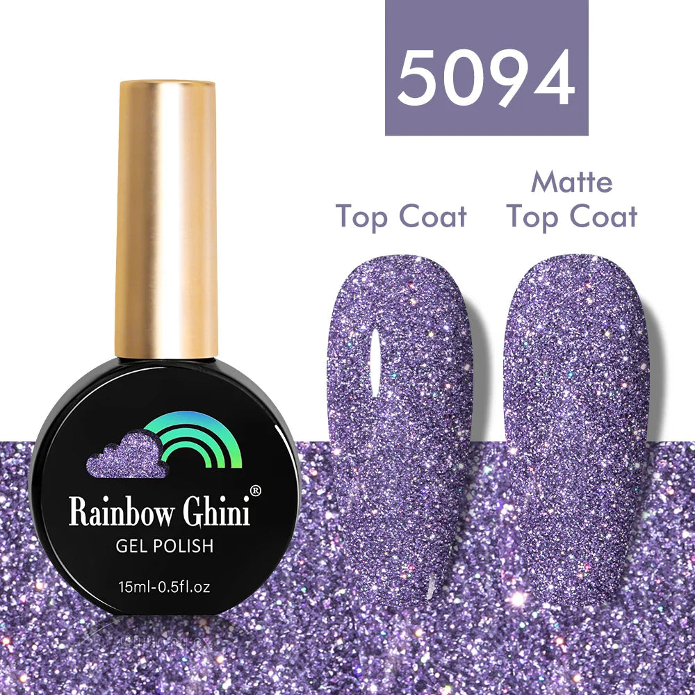 Rainbow Ghini UV LED Glitter Purple Gel Nail Polish 15ml Manicure Art Accessories Nail Glue Supplies for Professionals Varnishes Lootquake LLC