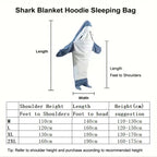 Blanket Adult Cute Shark Blanket Hoodie Wearable Blanket Super Soft Flannel Sleeping Bag Anti Kick Quilt Lootquake LLC