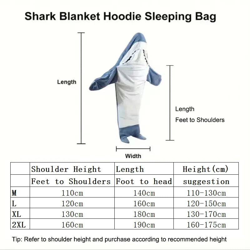 Blanket Adult Cute Shark Blanket Hoodie Wearable Blanket Super Soft Flannel Sleeping Bag Anti Kick Quilt Lootquake LLC