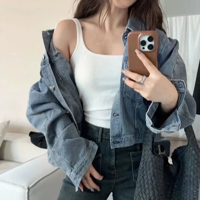 Solid All-Match Invisible Integrated Chest Pad Cami 2024 Spring New Korean Women clothes Short Sleeveless Top