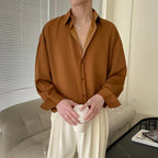 White Long Sleeved Shirt Men Oversized Fashion Social Mens Dress Shirt Korean Loose Ice Silk Shirt Mens Office Formal Shirts Lootquake LLC