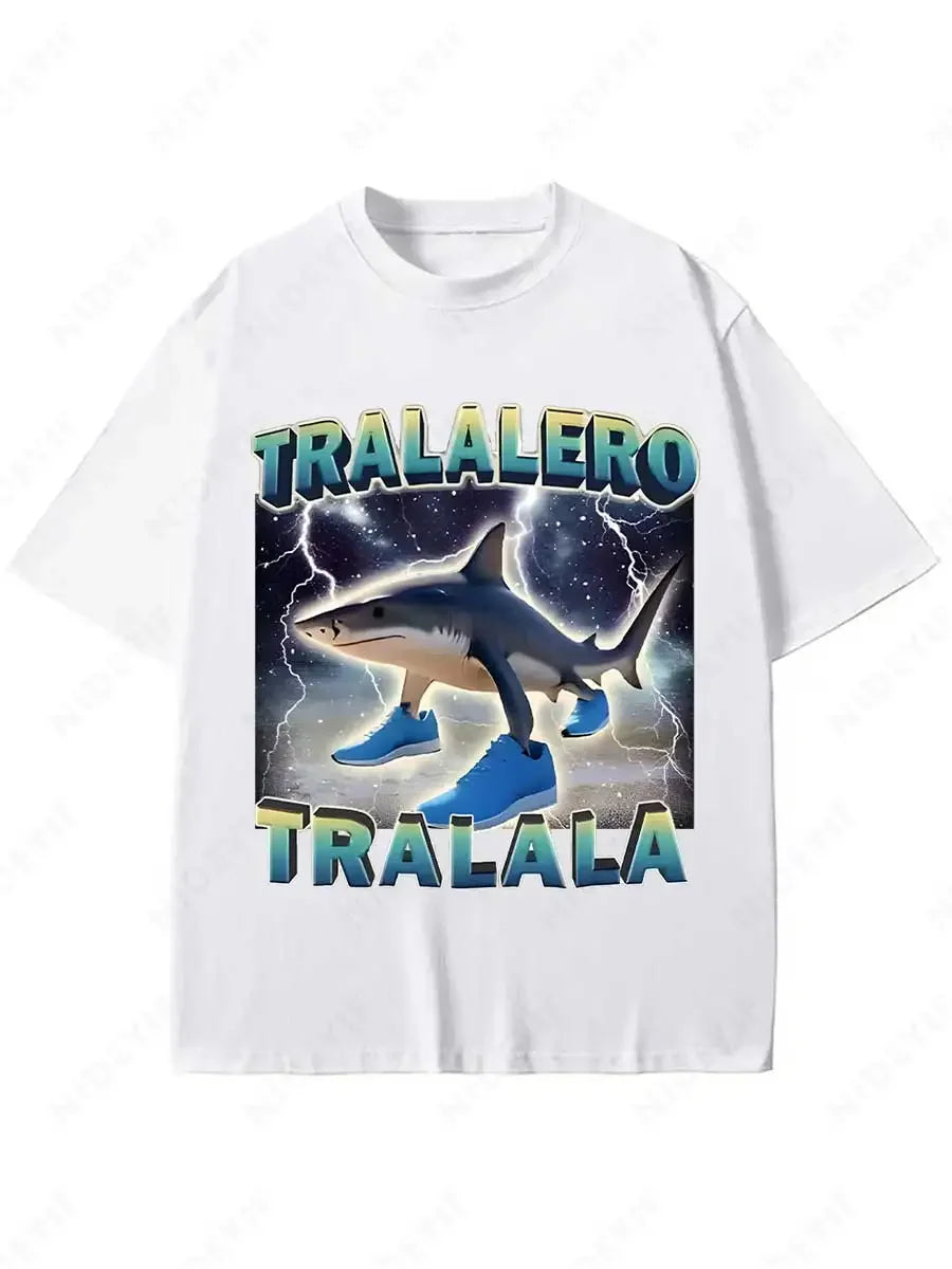 Tralalero Tralala Funny Shark Meme T-shirt Gifts Women's Fashion Gothic Vintage T-shirts Casual T Shirt Pi-Mart