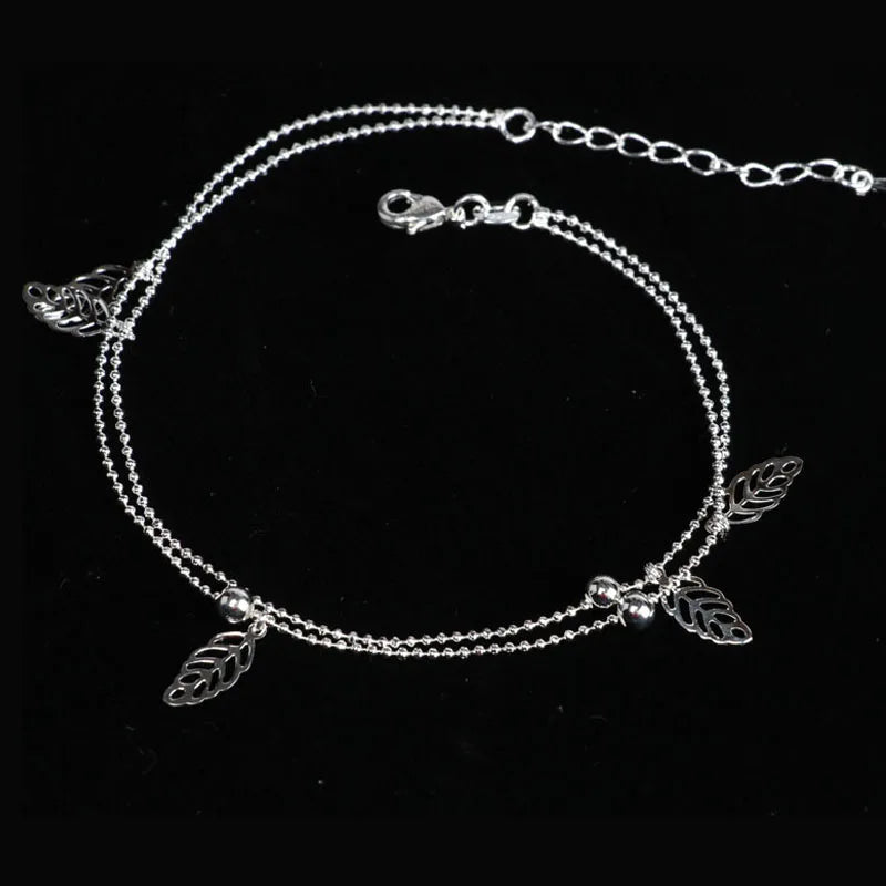 Silver color Stars Anklet Double Layer plated Charms Ankle Bracelet Jewellery Anklets For Women Foot Jewelry Love 2023 new hot Lootquake LLC
