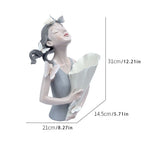 New Butterfly Girl Sculpture Vase Bust Model Art Modern Storage Statues Home Living Room Desktop Decor Character Figurine
