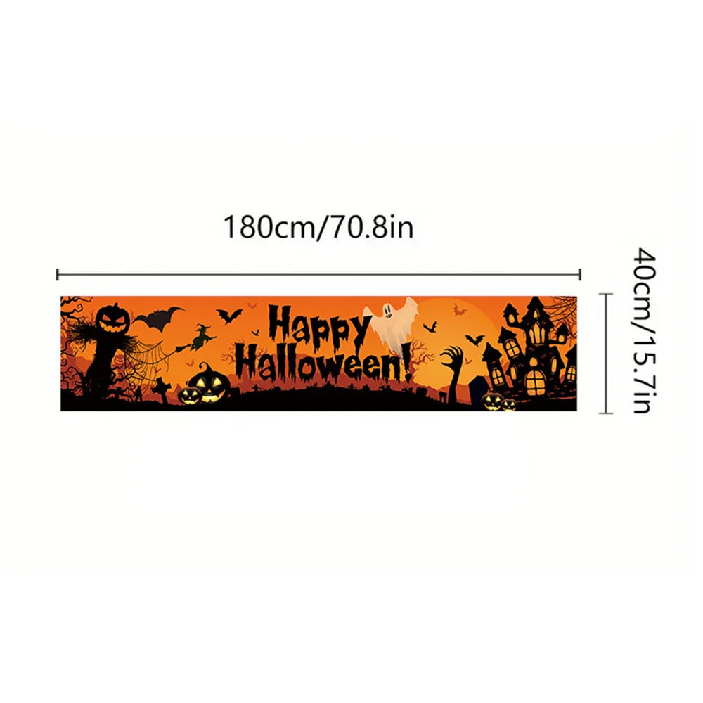 Halloween Theme Party 1.8m Banner Pumpkin Bloodstains Happy Halloween Outdoors Indoor Yard Hanging Decor Supplies Lootquake LLC