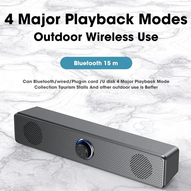Bluetooth Speaker 4D Surround Soundbar Wired Computer Speakers Stereo Subwoofer Sound Bar for Laptop PC Theater TV Aux 3.5mm Lootquake LLC