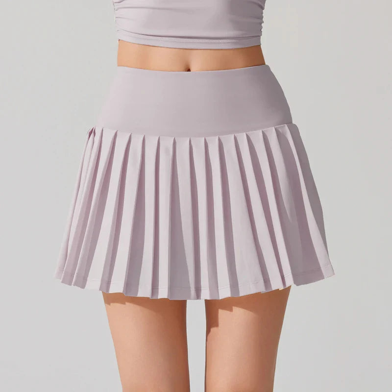 VITALINOVO Flowy Pleat Skort: High-Waist, Pocketed, Comfy THRIXINE