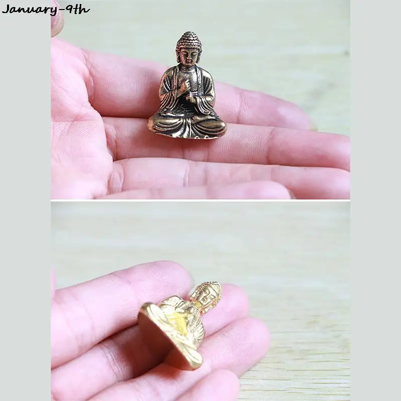 1PC Buddha Statues Copper Sculpture Fengshui Figurine Home Decor Resin Sitting  Miniature 2.8x2.4cm Lootquake LLC