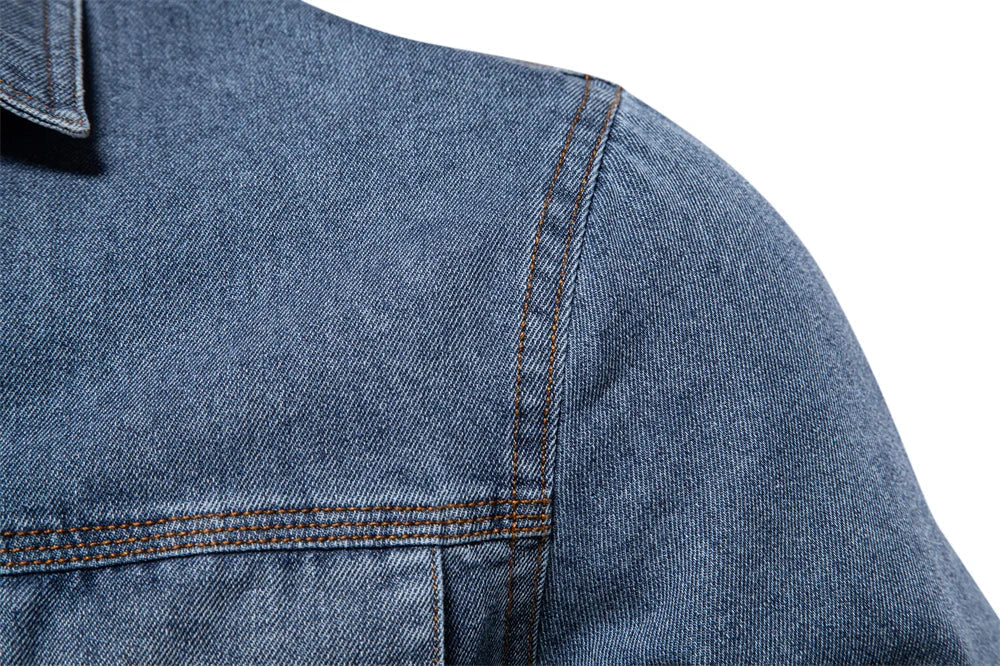 AIOPESON Brand New Mens 100% Cotton Denim Shirts Double Pocket Casual Cowboy Mens Shirts Long Sleeve Autumn Jeans Shirts for Men Lootquake LLC