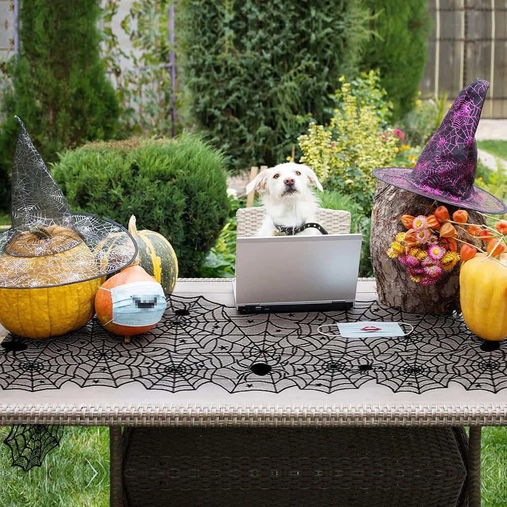 Halloween Decorations Set Spider Web Table Runner Fireplace Scarf Cover Tablecloth 3D Bats Wall Stickers Halloween Party Decor Lootquake LLC