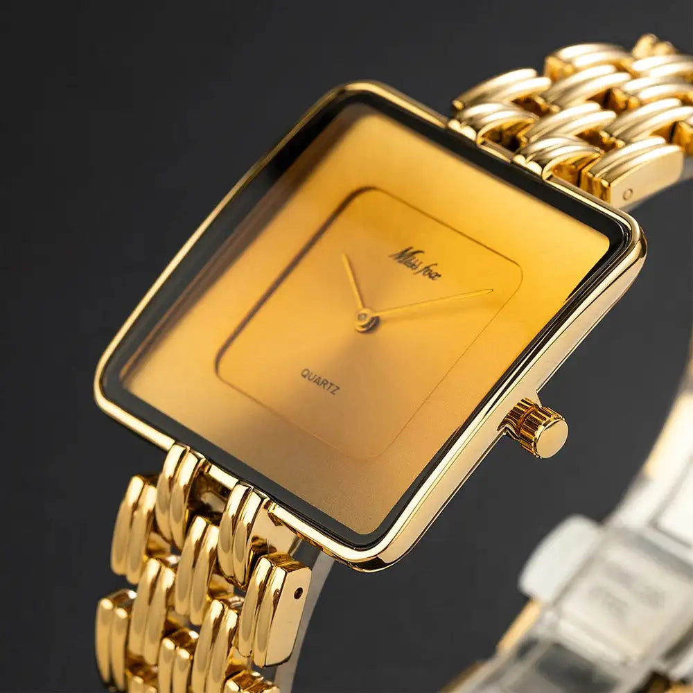 MISSFOX Brand Wristwatch Minimalist Fashion Quartz Watches Classic Design Square Dial Waterproof Stainless Steel Watch For Gift