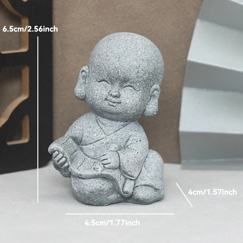 Buddha Stone Statue Little Buddhist Monks Tibetan Buddhism Figurines Zen Garden Ornament Meditation Home Aquarium Decoration Lootquake LLC