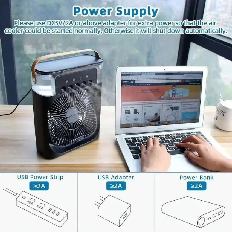 3 In 1 Fan AIr Conditioner Household Small Air Cooler LED Night Light Portable Humidifier Air Adjustment Fan Office Home Fan New Lootquake LLC