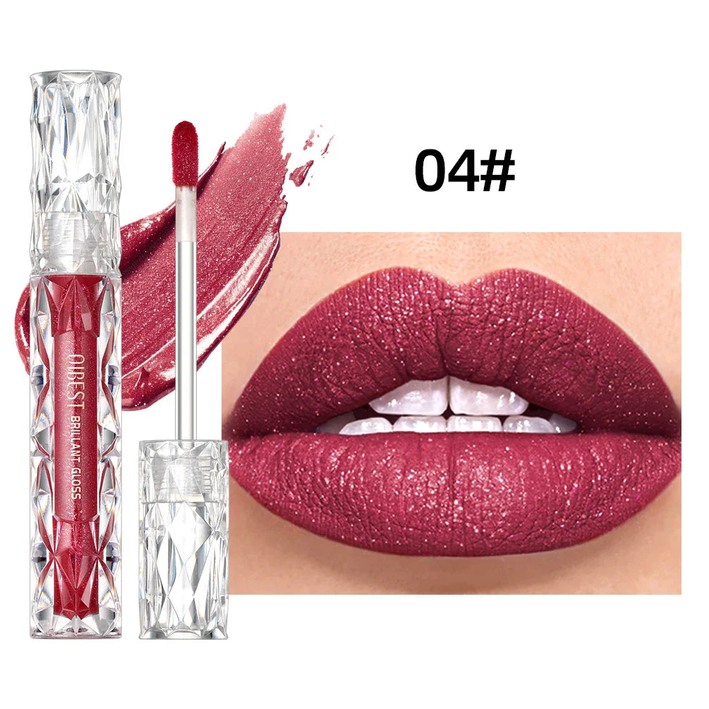 QIBEST Waterproof Diamond Shimmer Glitter Lipgloss Matte Liquid Lipstick Shiny Pearl Lip Glaze Long Lasting LipTint Women Makeup Lootquake LLC