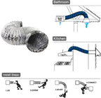 ∅150mm Double Layer Aluminum Foil Pipe Flexible Ventilation Duct for Kitchen Bathroom Extractor Dryer Fan Grow Tent 1.5m-6m