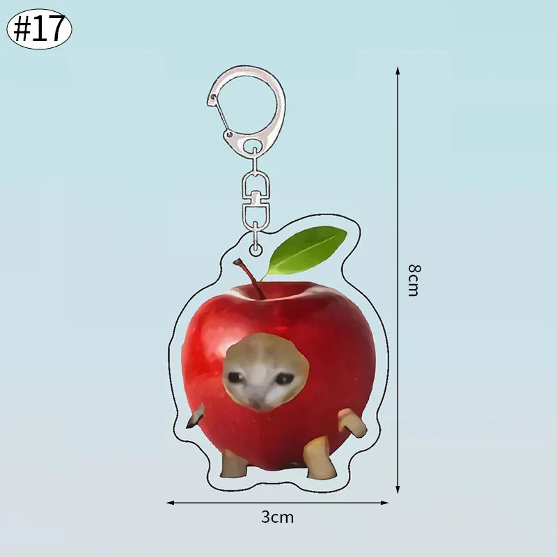 Funny Banana Cat Key Chain Creative Acrylic Happy Cats Schoolbag Pendant Bag Accessories DIY Mobile phone Lanyard Student Gift Lootquake LLC