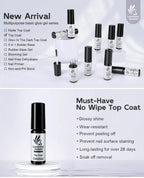 7ml No Wipe Glossy Top Coat, High Glossy Shine Effect Soak Off Gel Nail Polish Long Lasting for Salon Home DIY Manicure Nail Art Lootquake LLC