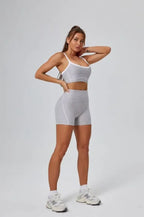 FlareLift Yoga Set: High-Waist Pants & Backless Bra THRIXINE
