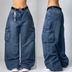 Streetwear Fashion New Multi-pocket Washed Baggy Jeans Men And Women Y2K Hip-hop Harajuku Casual Gothic High Waist Wide Trouser Lootquake LLC