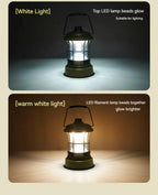 Retro Lamp Portable Camping Lantern USB Recharge Camping Tent Travel Light Vintage Outdoor Lighting Camping Equipment Flashlight