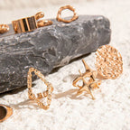 Docona Fashion Elegant Stacking Gold Colour Rings Geometric Design Ring Set Accessories Daily Festival Party Gifts 27910