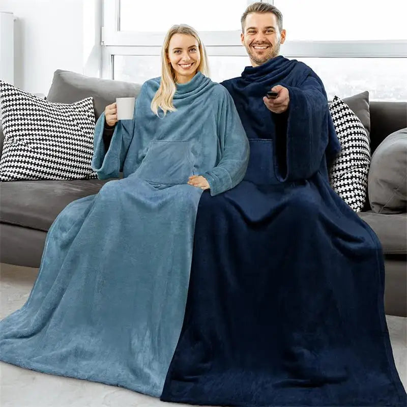 Home Wearable Adult Blanket Large Pocket Multifunctional Lazy Sleeve Blanket Antistatic Flannel Blanket TV Sofa Blanket Lootquake LLC