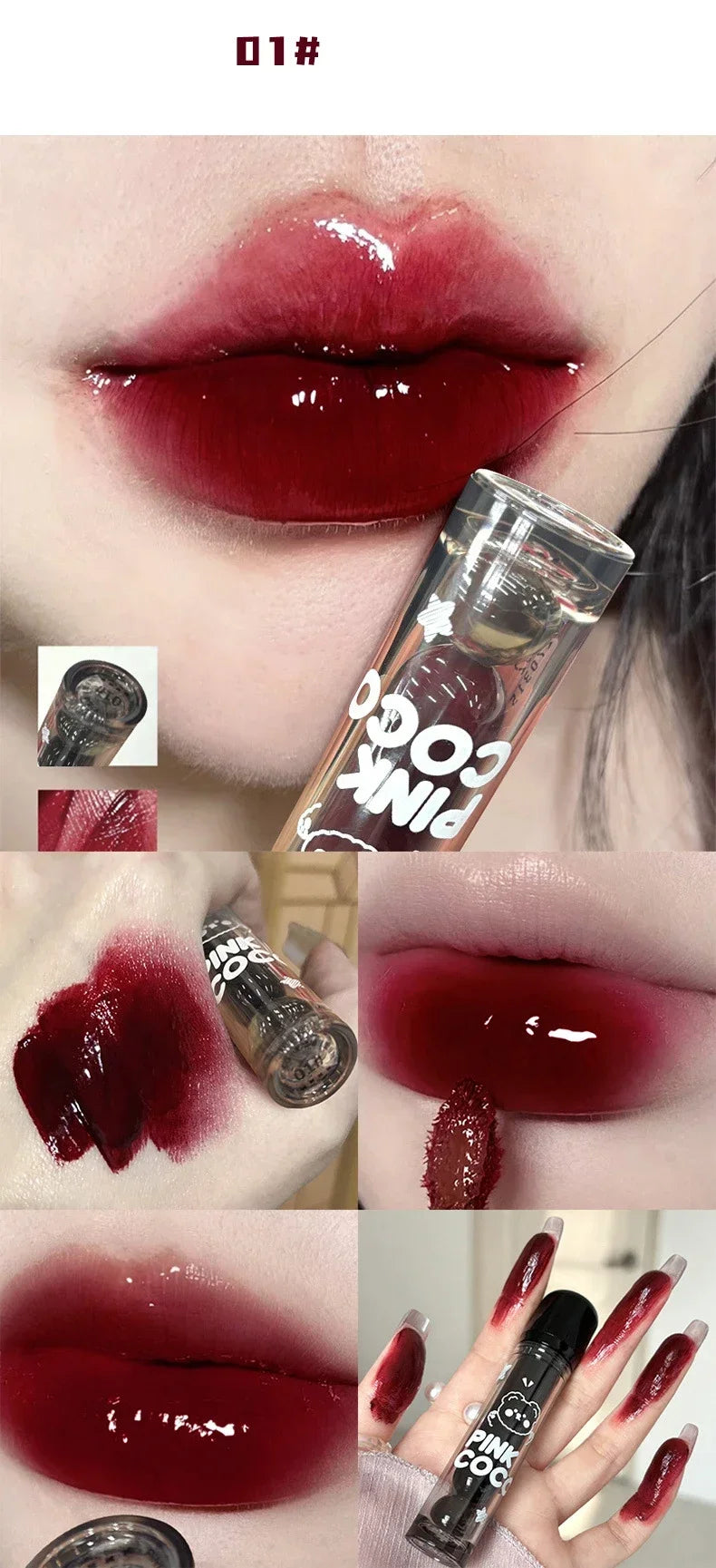Dark Red Brown Mirror Lip Glaze Water Light Moisturizing Non-stick Cup Highly Pigmented Red Liquid Lipstick Lips Makeup Cosmetic Lootquake LLC