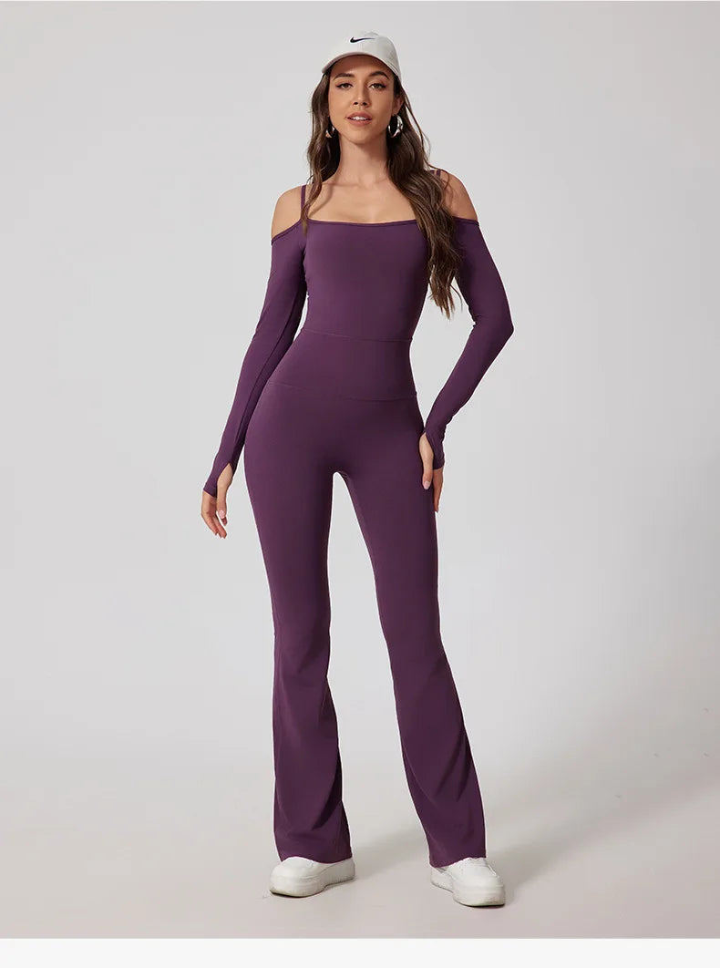 Yoga Jumpsuit Women's Sports Overalls Flared Trousers THRIXINE