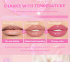QIBEST Lip Oil Magic Warm Color Changing Lipstick Balm Lip Glaze Transparent Moisturizing Lipgloss Shiny Glitter Lips Cosmetics