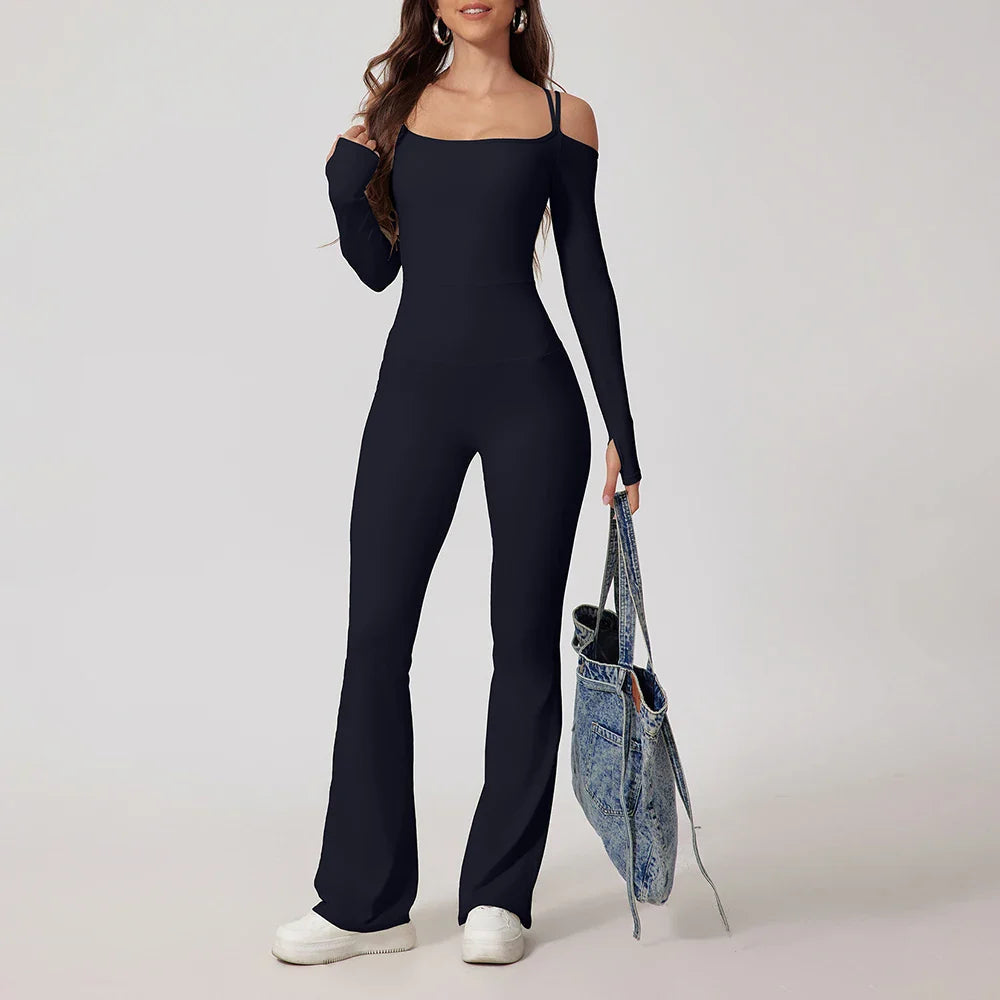 Yoga Jumpsuit Women's Sports Overalls Flared Trousers THRIXINE