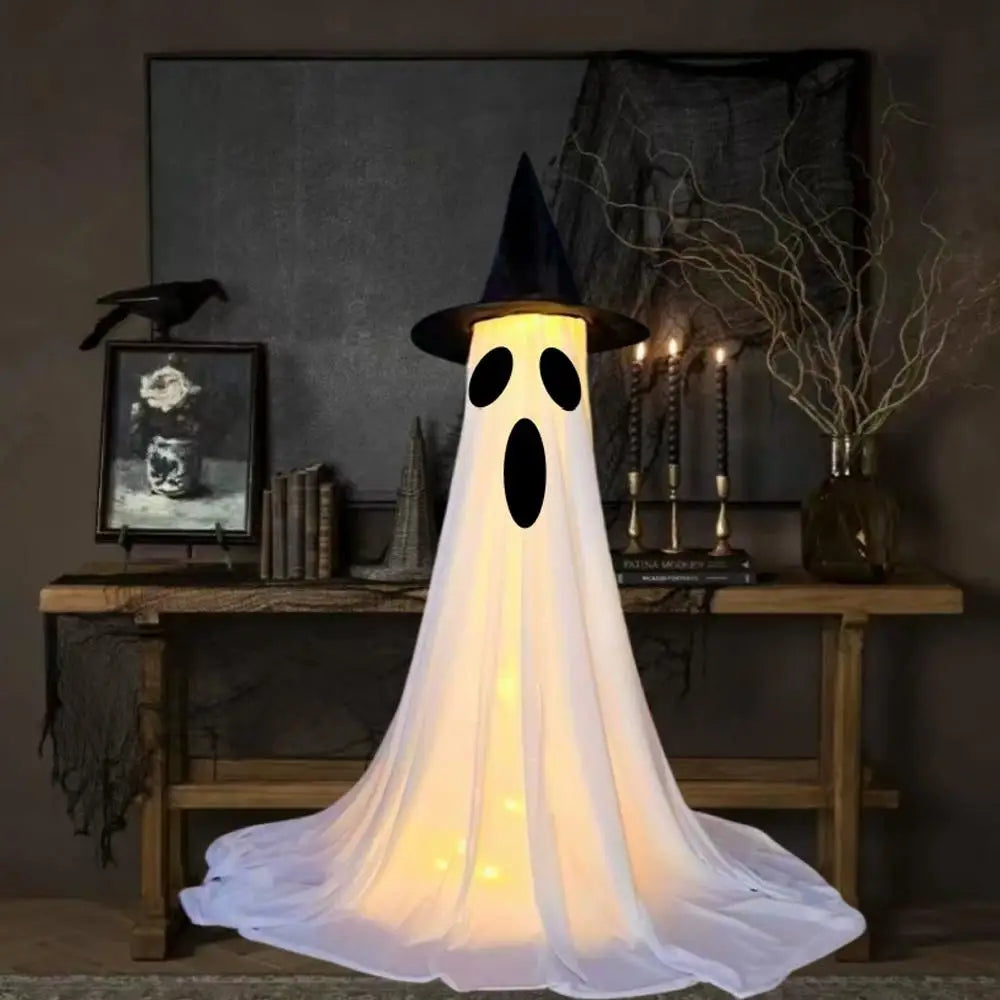 Lighted Spooky Ghost Decor Scary Standing Ghost with LED String Lights Home Porch Garden Yard Lawn Party Halloween Decorations Lootquake LLC