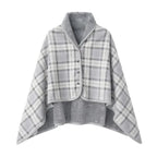 Thick Plaid Blanket Warm Winter Wearable Blanket Adults Office Travel Soft Fleece Throw Blankets With Button Home Shawl Lootquake LLC