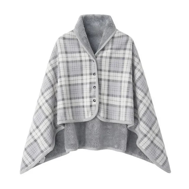 Thick Plaid Blanket Warm Winter Wearable Blanket Adults Office Travel Soft Fleece Throw Blankets With Button Home Shawl Lootquake LLC