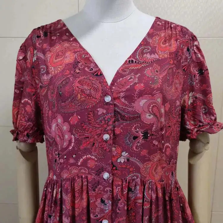 TEELYNN boho long dress Vintage 2023 floral print Chiffon three quarter sleeve v-neck summer Gypsy Hippie women dresses vestidos