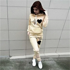 Heart Print Plus Size Hoodie & Sweatpants Set THRIXINE
