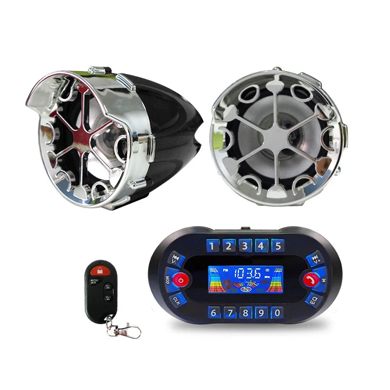 Motorcycle Bluetooth Speaker Amplifier Output 2.1A Music MP3 Player Burglar Alarm Siren USB Stereo Loud Speaker FM Radio MT730 Lootquake LLC
