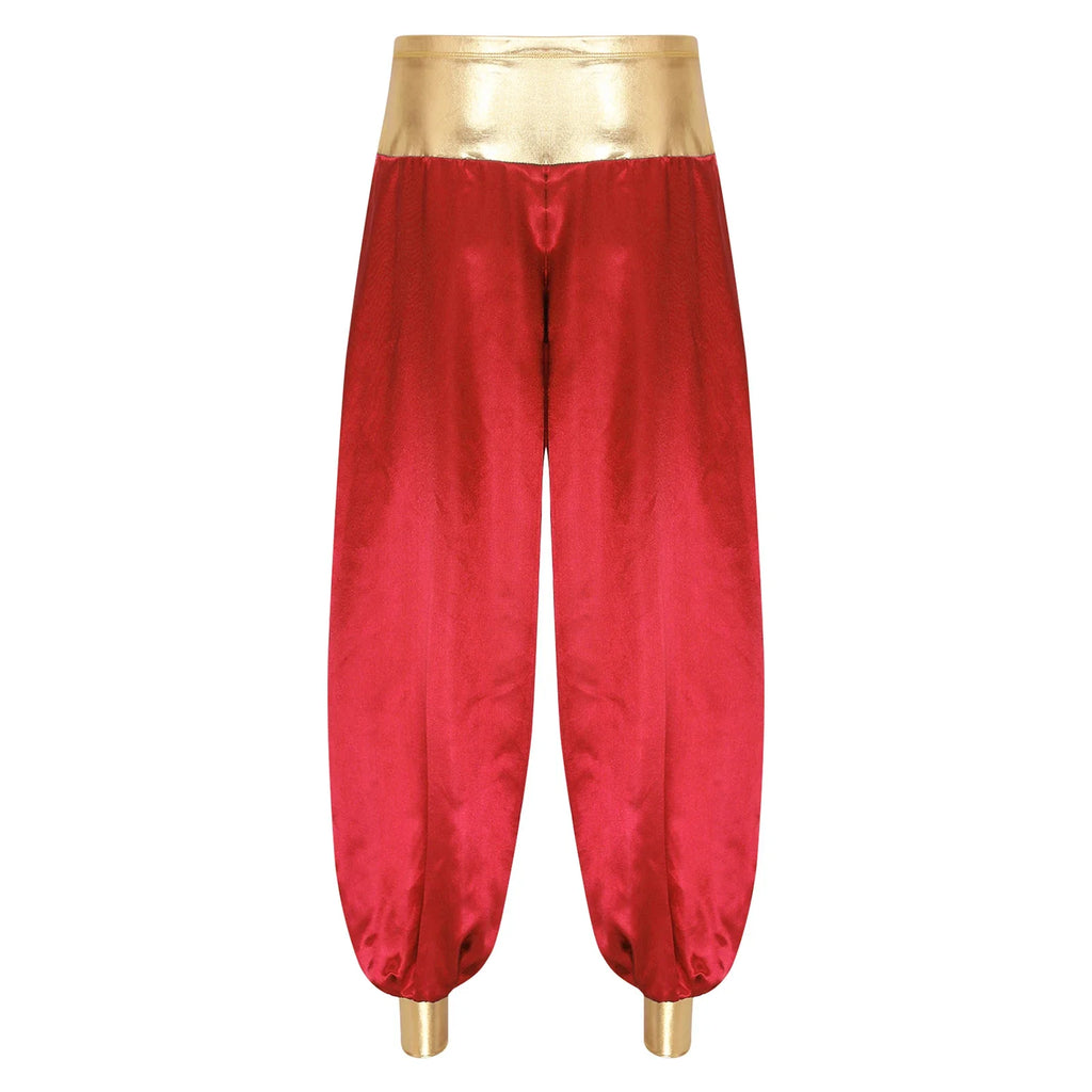 Halloween Men Arabian Indian Prince Cosplay Costume Stain Shiny Harem Trousers Arab Costume Carnival Dress Up Lantern Long Pants Lootquake LLC