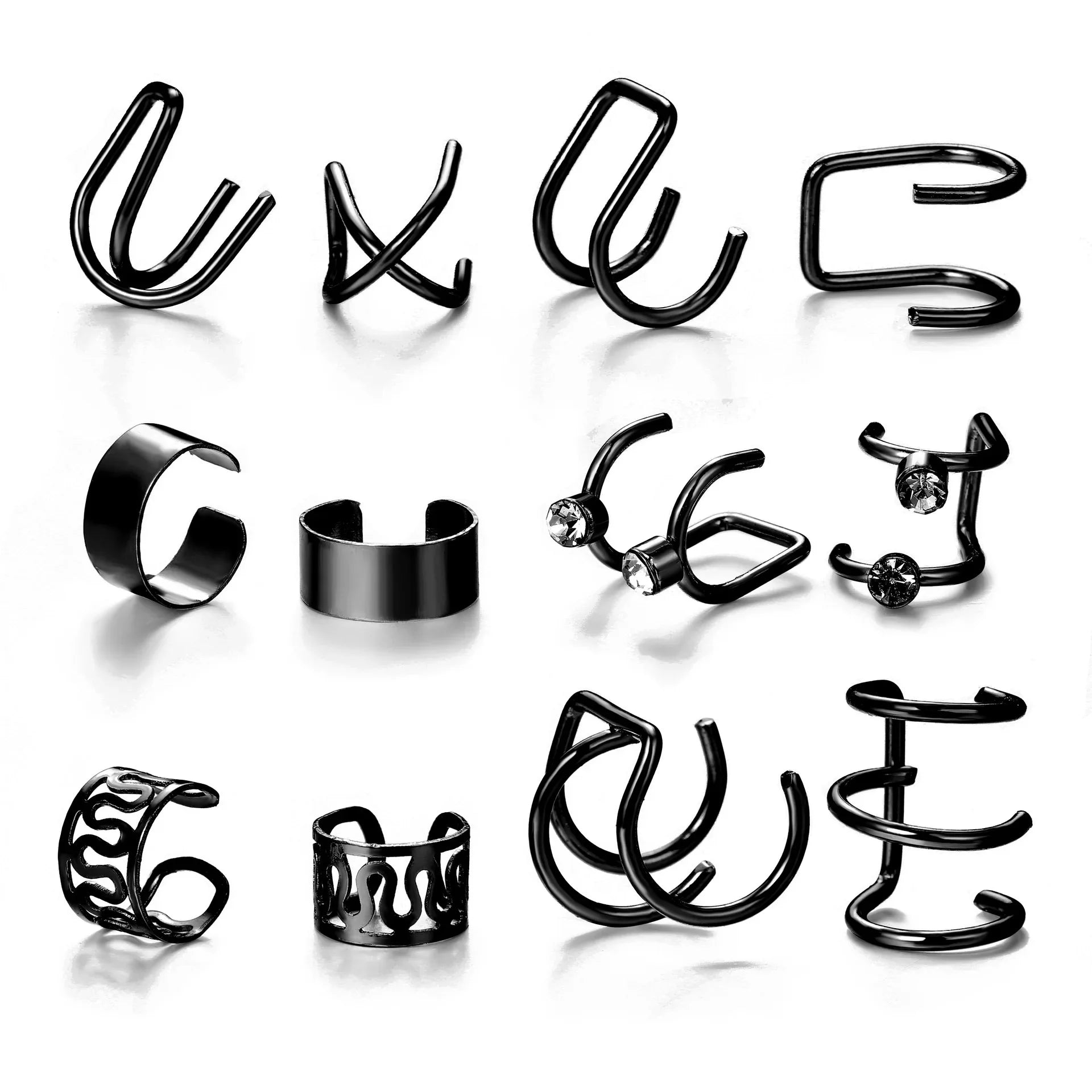 LATS Gold Color Leaves Ear Cuffs, Black Non-Piercing Ear Clip Earrings for Women & Men Lootquake LLC