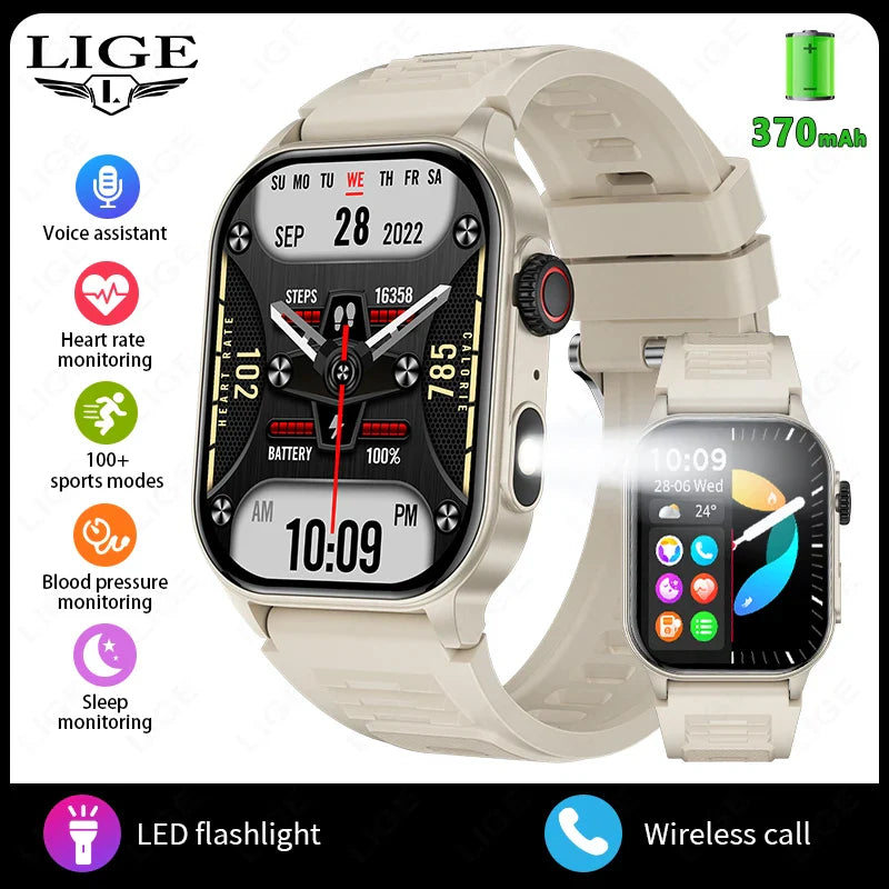 LIGE FlashSmart: 2 HD, AI, Sports & Health Tracker THRIXINE