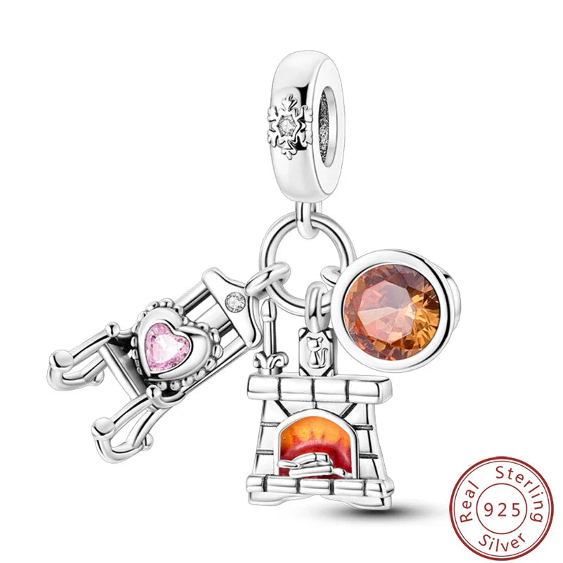 S925 Sterling Silver Princess Golf Hamster Camera Travel Three Piece Set Charms Beads 3mm DIY Fine Jewelry Making Lootquake LLC