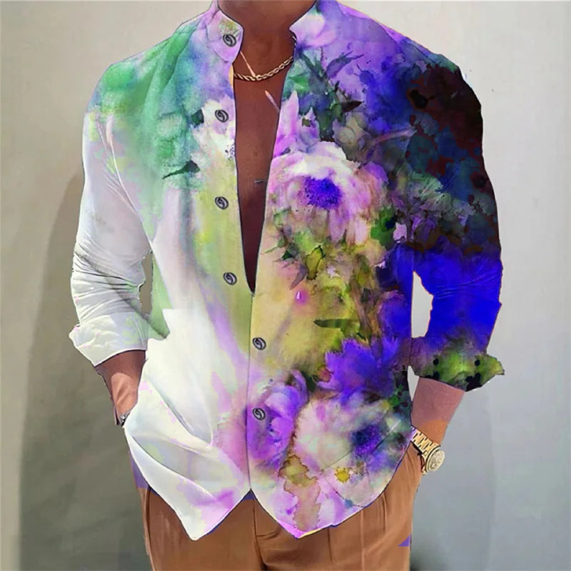 Men's shirt long-sleeved colorful fashion cardigan shirt Hawaiian 3D printed shirt XS-6XL super large size shirt soft fabric Lootquake LLC