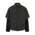 Plaid Spliced Fake Two Pieces Shirts Mens High Street Spring Loose Single Breasted Long Sleeve Lapel Shirts Shirts Men Lootquake LLC