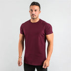 Cotton Plain Tops Tees Fitness Mens THRIXINE