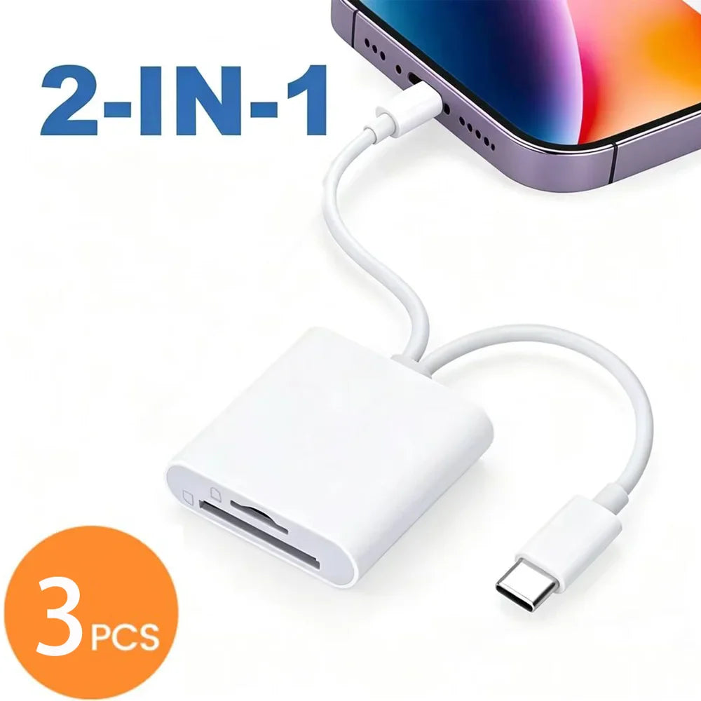 2 In 1 OTG Card Reader Type C Lightning to SD TF Memory Card Adapter For PC Laptop iPhone Multi Smart Cardreader No APP Requires