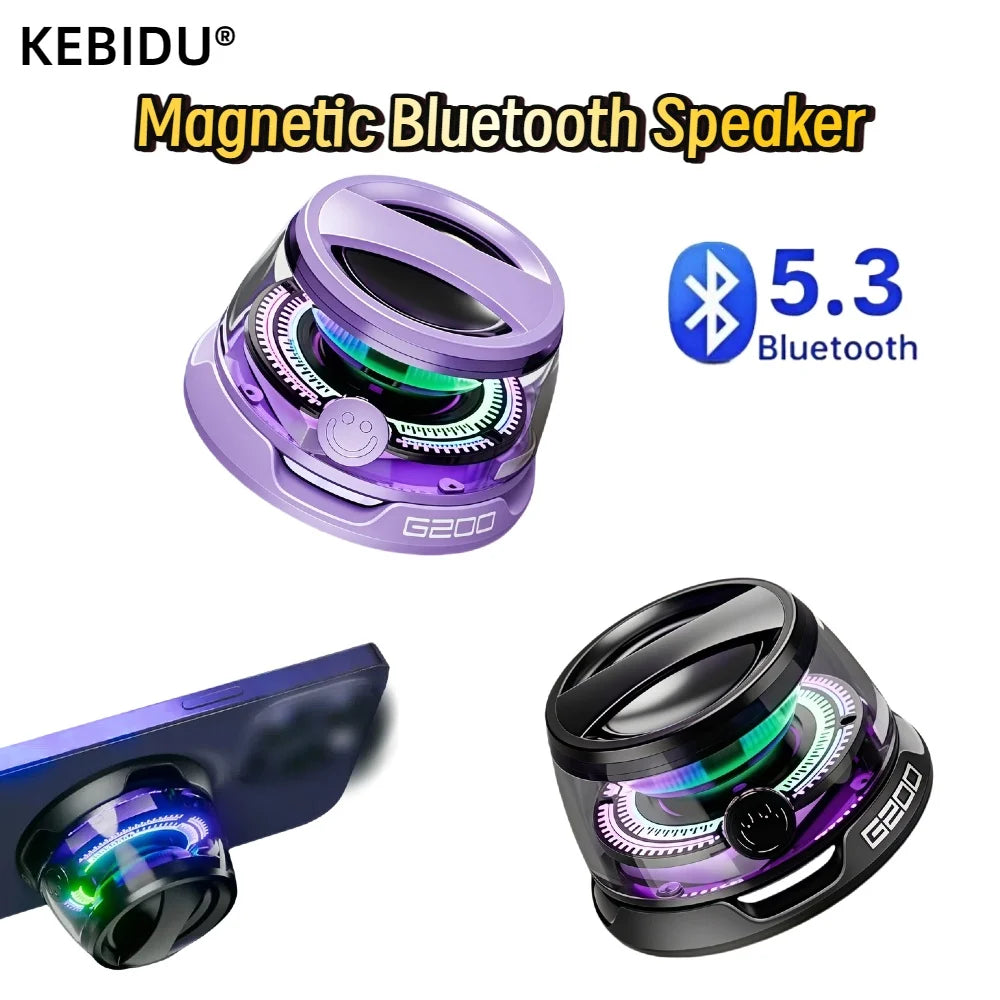 Outdoor Magnetic Bluetooth Speaker Wireless Portable Mini Travel Stereo Speaker with RGB Color Light and Phone Holder for IOS Lootquake LLC